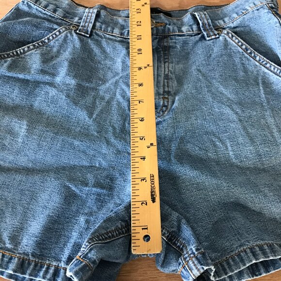 Riveted By Lee Cargo Shorts Women 12M Blue High Rise Medium Wash Stretch 18071 - Picture 7 of 12